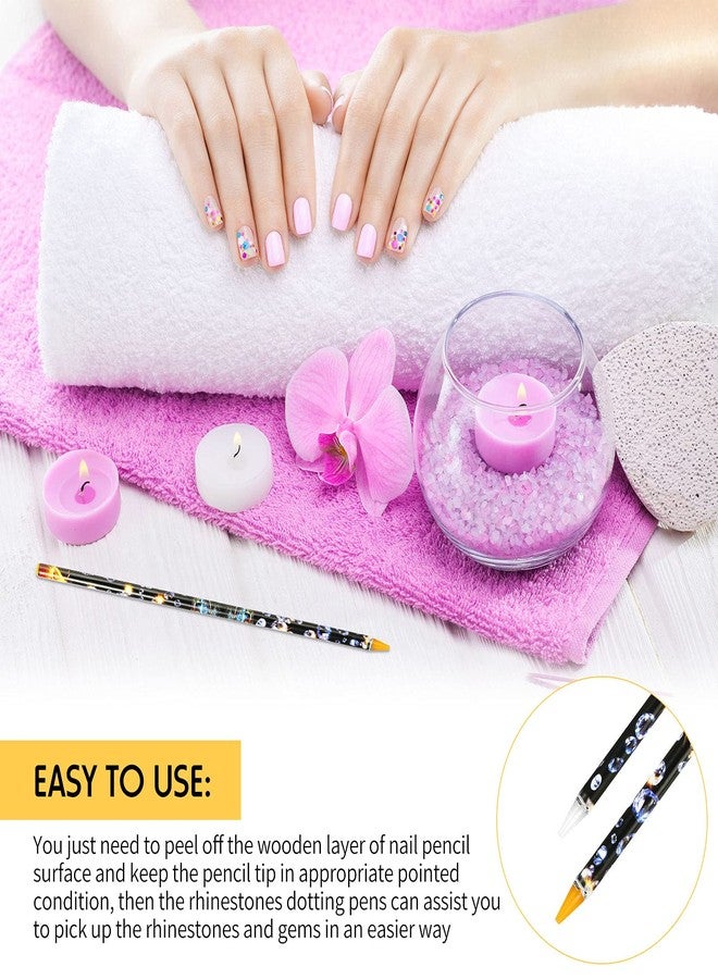 Maitys 20 Pcs Rhinestone Picker Pen Set, 16 Yellow and White Self Adhesive Nail Dotting Wax Pen with 4 Triangular Bead Separator, Crystal Pick up Tools for Nail Art Diamond Painting - Image 3